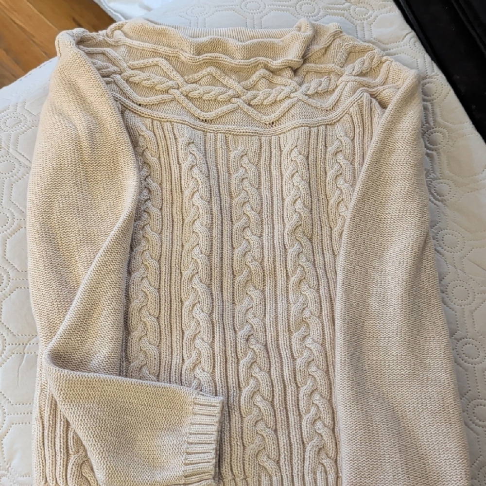 Izod Cream Cable Knit Turtleneck Sweater